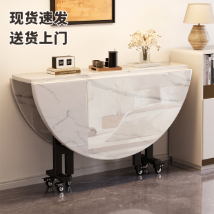 折叠餐桌可移动小户型家用圆形吃饭桌子出租屋不占空间桌子带转盘