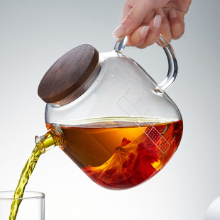 带刻度玻璃茶壶耐高温烧水壶花茶养生壶大容量可电陶炉加热煮茶壶