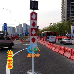 路口LED警示灯交通黄闪爆闪灯 太阳能道口灯高配黄闪标牌灯道口标