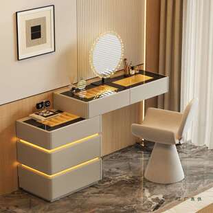 意式极简梳妆台斗柜一体卧室收纳床头柜轻奢高级感化妆桌