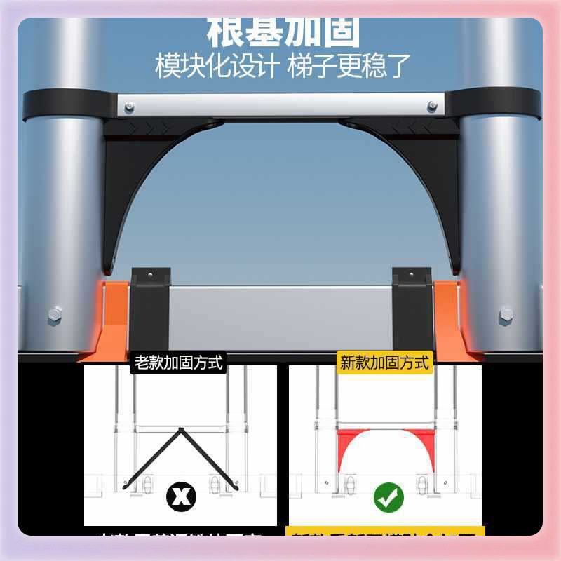 ◇铝合金人字梯伸缩梯子竹节梯折叠梯多功能楼梯升降家用梯