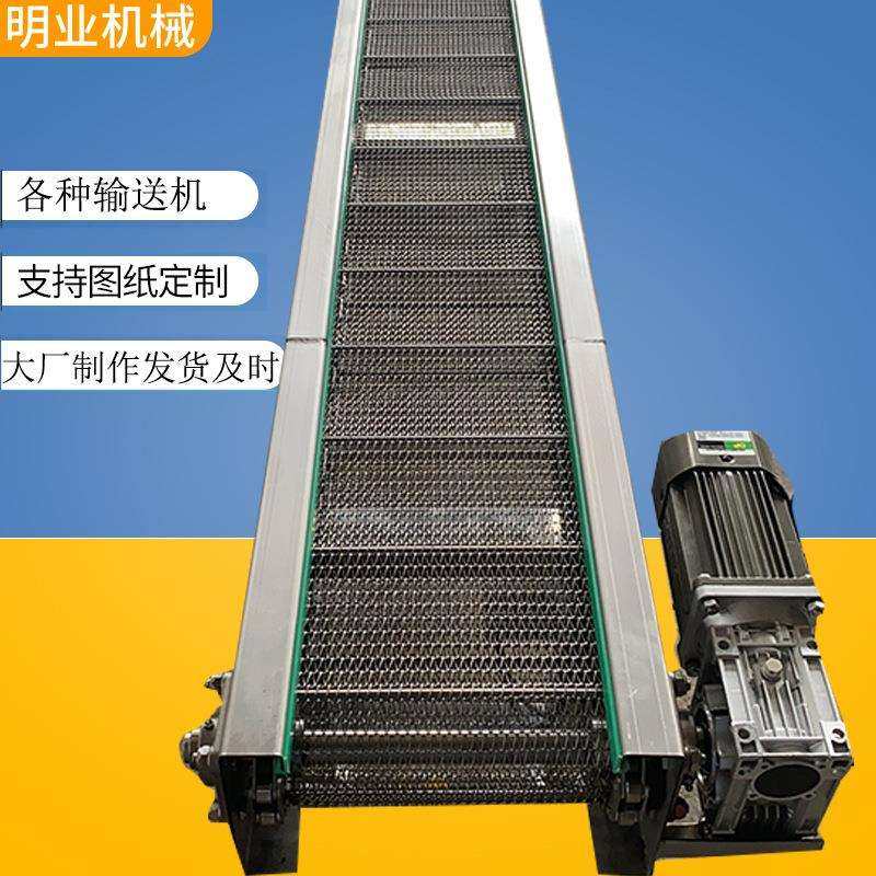 斗式网链提升传送带流水线蝴蝶面叶烘干清洗304不锈钢网带输送机