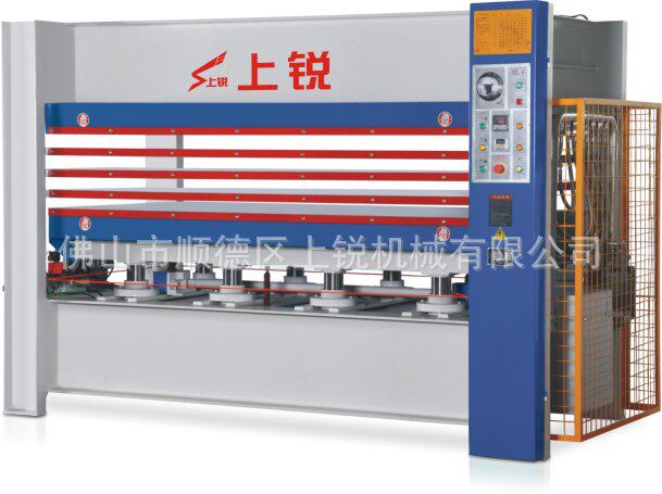 上锐涂胶木工木板贴皮家具板件四层四油缸双面380V热压机MH3848