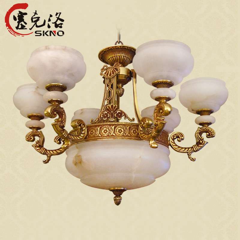 直销欧式全铜西班牙天然云石灯创意个性复古餐厅客厅卧室吊灯