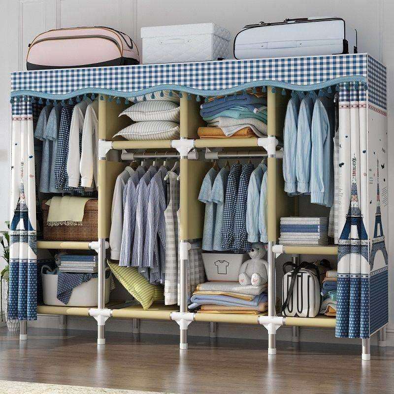 布衣柜简易衣柜家用卧室2025款钢管加粗加厚加固衣服架子出租房屋