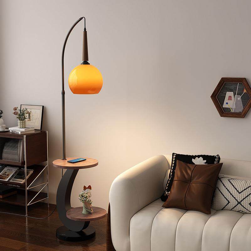 落地灯客厅置物架茶几灯网红感卧室床头柜氛围一体台灯带无线充电