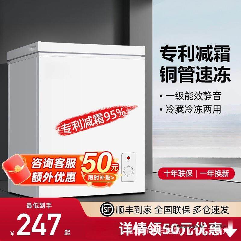 小冰柜能效小型家用全冷冻冷藏两用节能迷你卧式微霜冷柜