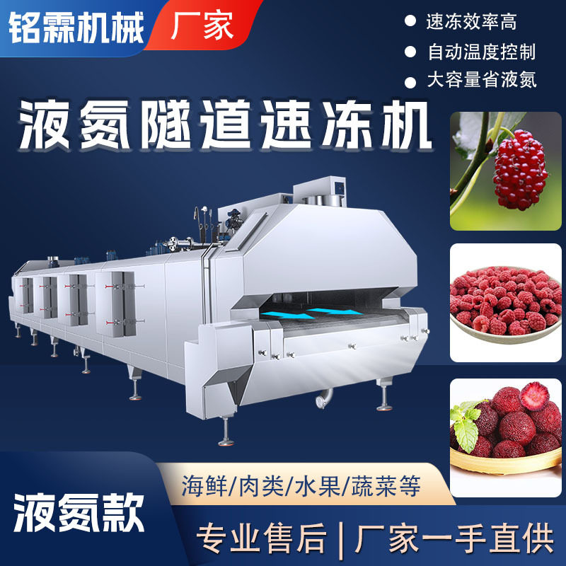 小龙虾液氮隧道速冻设备豌豆液氮速冻机大型低温肉燕馄饨速冻机