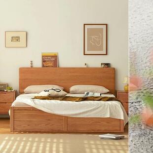 白蜡木实木床1.5简约现代高箱双人床气压储物收纳抽屉北欧原木色