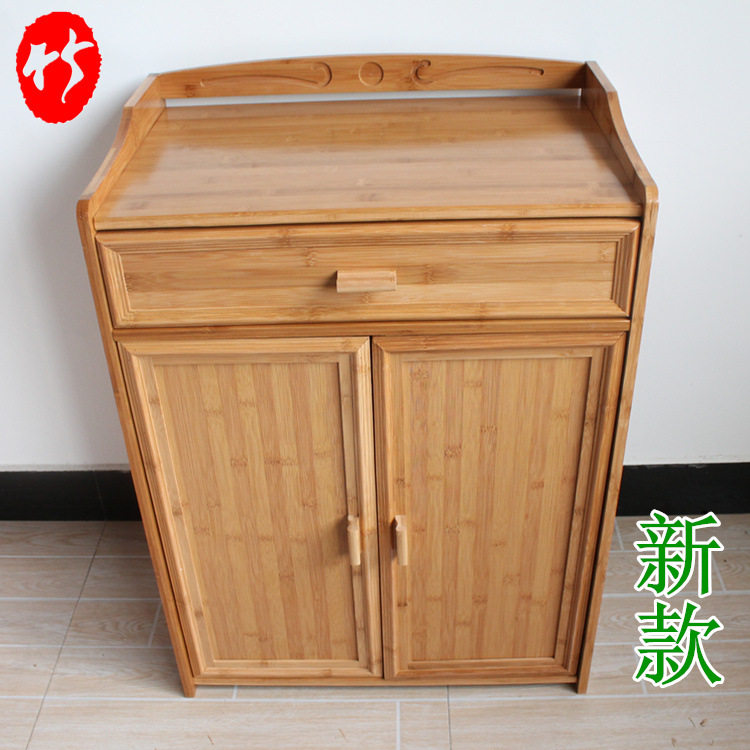 竹制茶水餐边收纳柜微波炉置物
