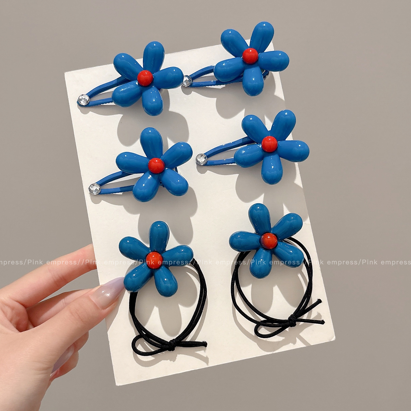 蓝色花朵发夹女2025新款高级感刘海侧边夹碎发夹不伤发bb夹子发卡