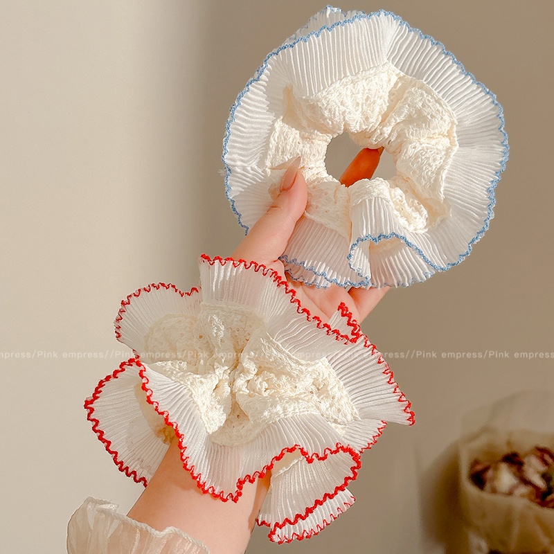 法式蕾丝双层大肠发圈女氛围感头花扎头发头绳甜美森系芭蕾风皮筋