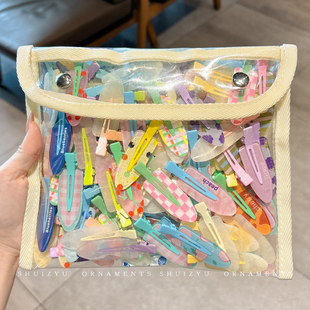 彩色无痕发夹女2025新款 侧边碎发刘海鸭嘴夹可爱一字夹子头饰发卡