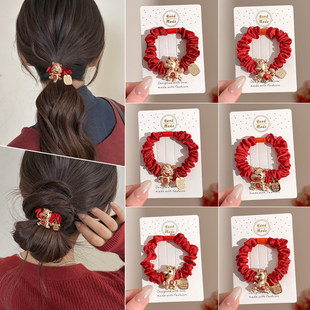 本命年小马红色新年发圈女高级感马年头绳高弹力皮筋过年发绳头饰