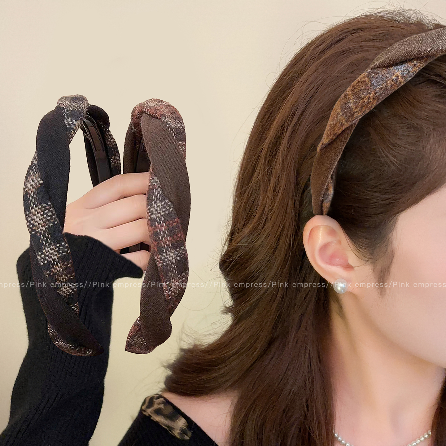 秋冬麻花发箍女高颅顶洗脸头箍不勒头头饰发捆日常外戴减龄压发卡