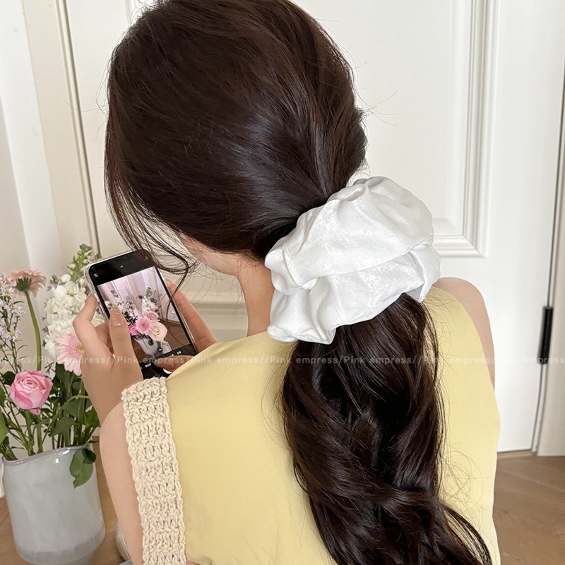 黑色大肠发圈女2025新款高级头绳扎丸子头低马尾发绳气质头花皮筋