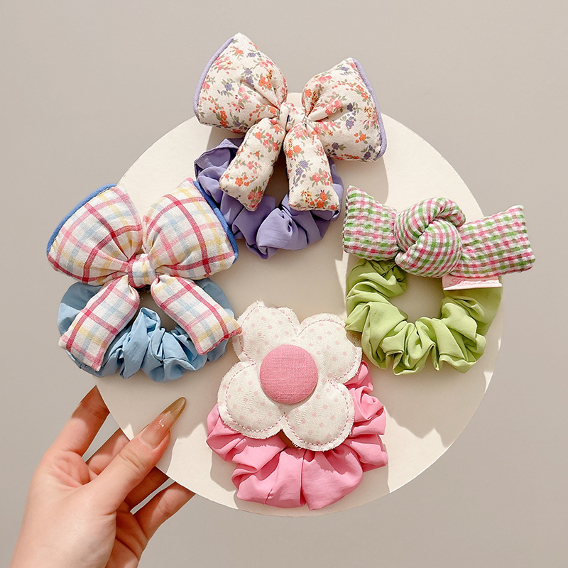 儿童花朵大肠发圈2025新款扎头发马尾皮筋女童蝴蝶结头绳扎丸子头