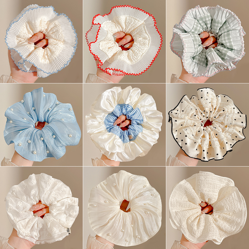 高级感蕾丝网纱大肠发圈女2025新款芭蕾风超大号扎低马尾发绳发饰