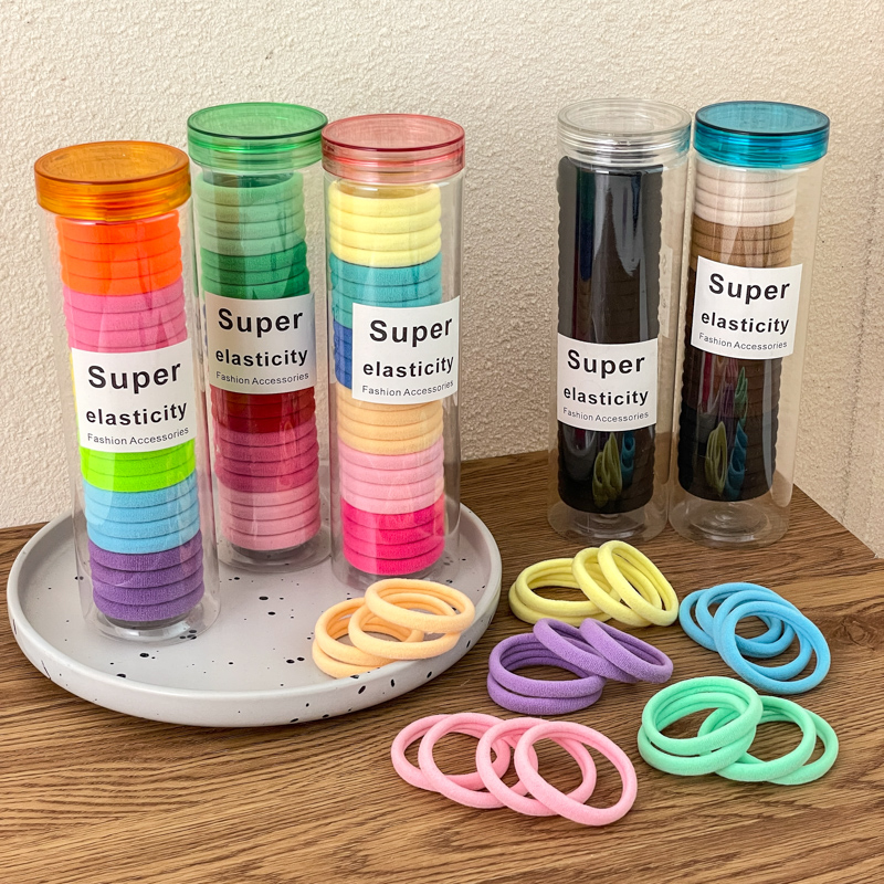 简约罐装气质发绳橡皮筋扎头高弹力耐用发圈不伤发头绳扎马尾头饰