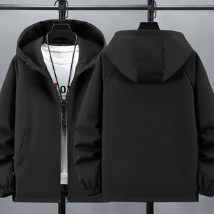 加肥加大码连帽外套夹克男装宽松230斤防风冲锋衣春秋青少年肥佬