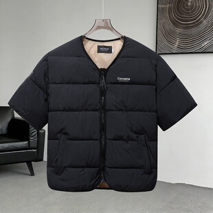 秋冬新款韩版潮流休闲半袖棉服外套男女同款百搭宽松保暖棉衣马甲