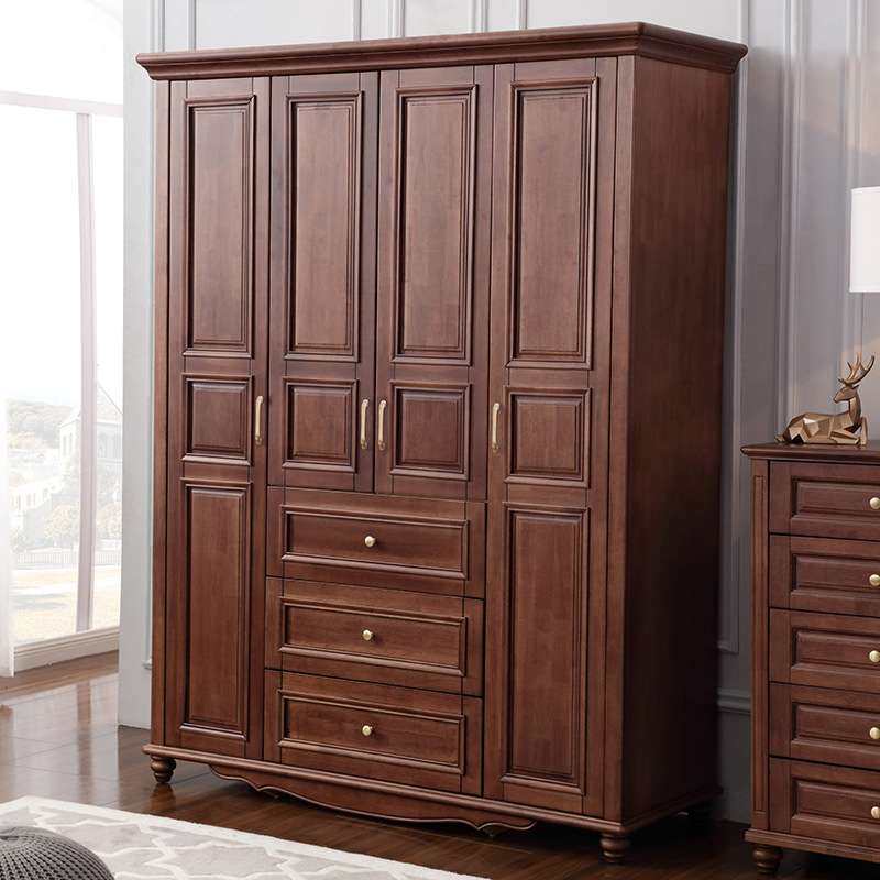 美式实木衣柜六门加顶双门推拉衣橱1.6米四门2m长五门储物柜收纳