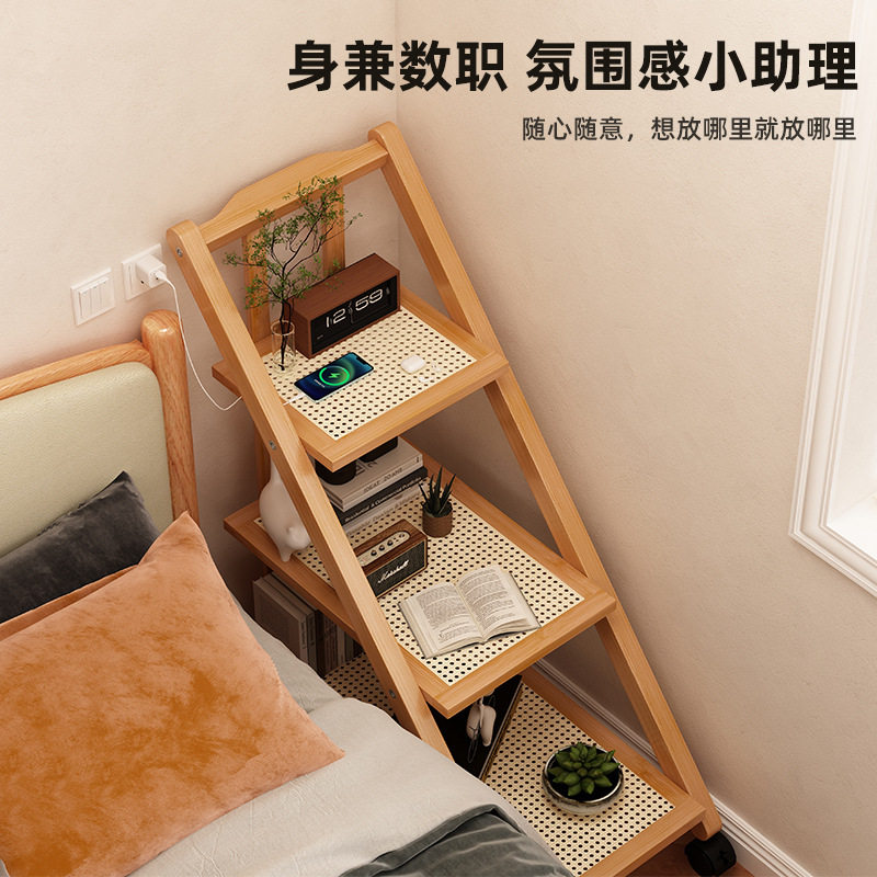 置物架落地移动小推车多层收纳架现代简约家用卧室床头架沙发边几
