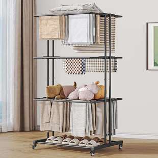 可折叠晾衣架阳台家用落地室内晾衣杆多功能室外户外多层晾晒架子