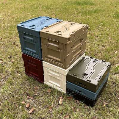 28L侧开门塑料折叠箱翻盖折叠塑胶箱PP新料两侧开门书本塑料箱