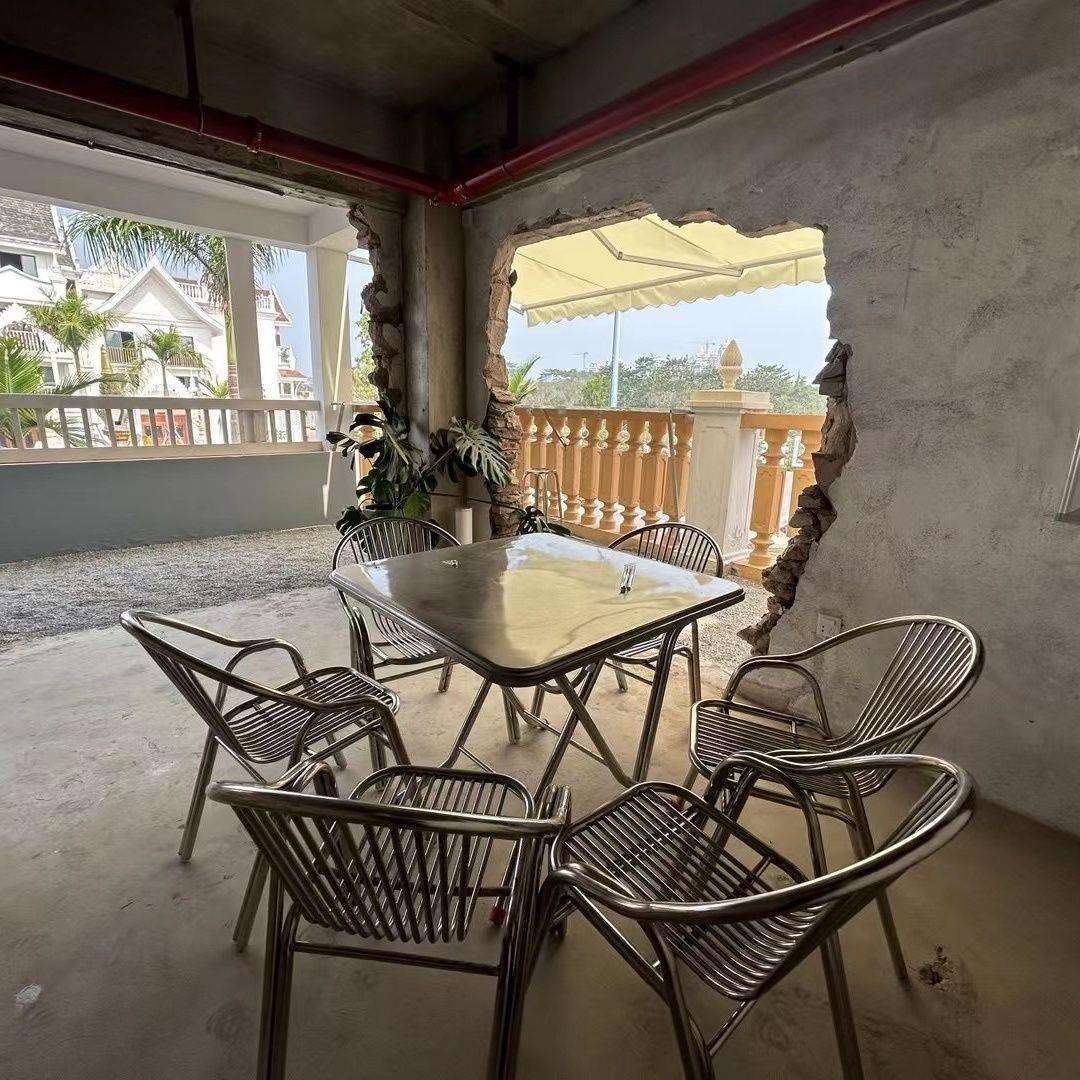 不锈钢折叠桌子正方形餐桌长方形小户型双层加厚圆吃饭桌阳台户外