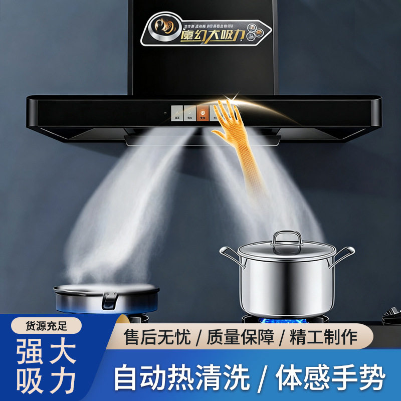 厂家供应油烟机爆炒双头家用厨房大吸力欧式吸油姻机T型油畑机