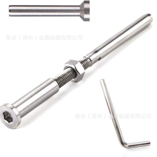 不锈钢钢丝绳连接器索具内六角套筒组装美式直杆工厂货源跨境批发