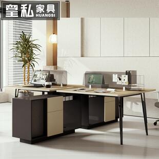 职员办公桌椅组合246人位办公室电脑桌员工位简约带隔挡板钢架桌