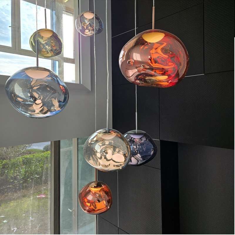 复式loft吊灯大别墅挑空楼梯间组合吧台简约意式餐厅熔岩轻奢
