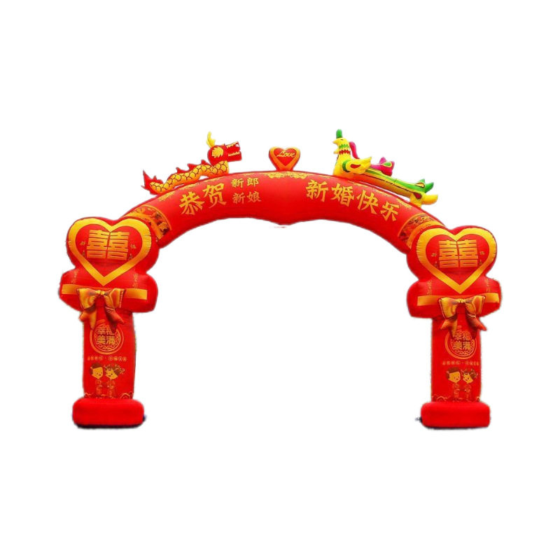 龙凤拱门高清心形厂家直销新款婚礼夜光结婚喷绘彩虹门气模大红