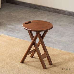 马扎凳实木便携地铁排队椅子摆摊小板凳结实户外带靠背可折叠圆凳