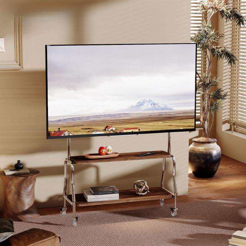 电视落地支架移动不锈钢带轮移动式客厅卧室43简约75通用挂架