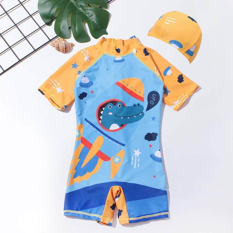 儿童泳衣男童婴幼儿小中大童卡通印花连体可爱男童宝宝泳衣温泉