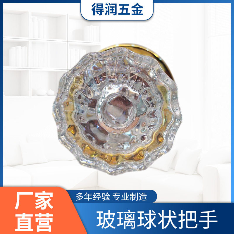 跨境好物 BL3玻璃球状把手仿水晶把手简约高档室内门把手带螺丝条
