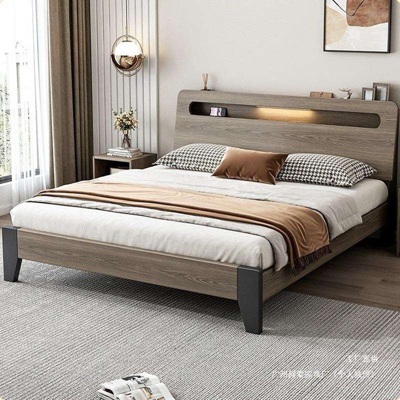 实木床现代简约1.2m单人床1.5工厂直销出租房经济型1.8米双人床架