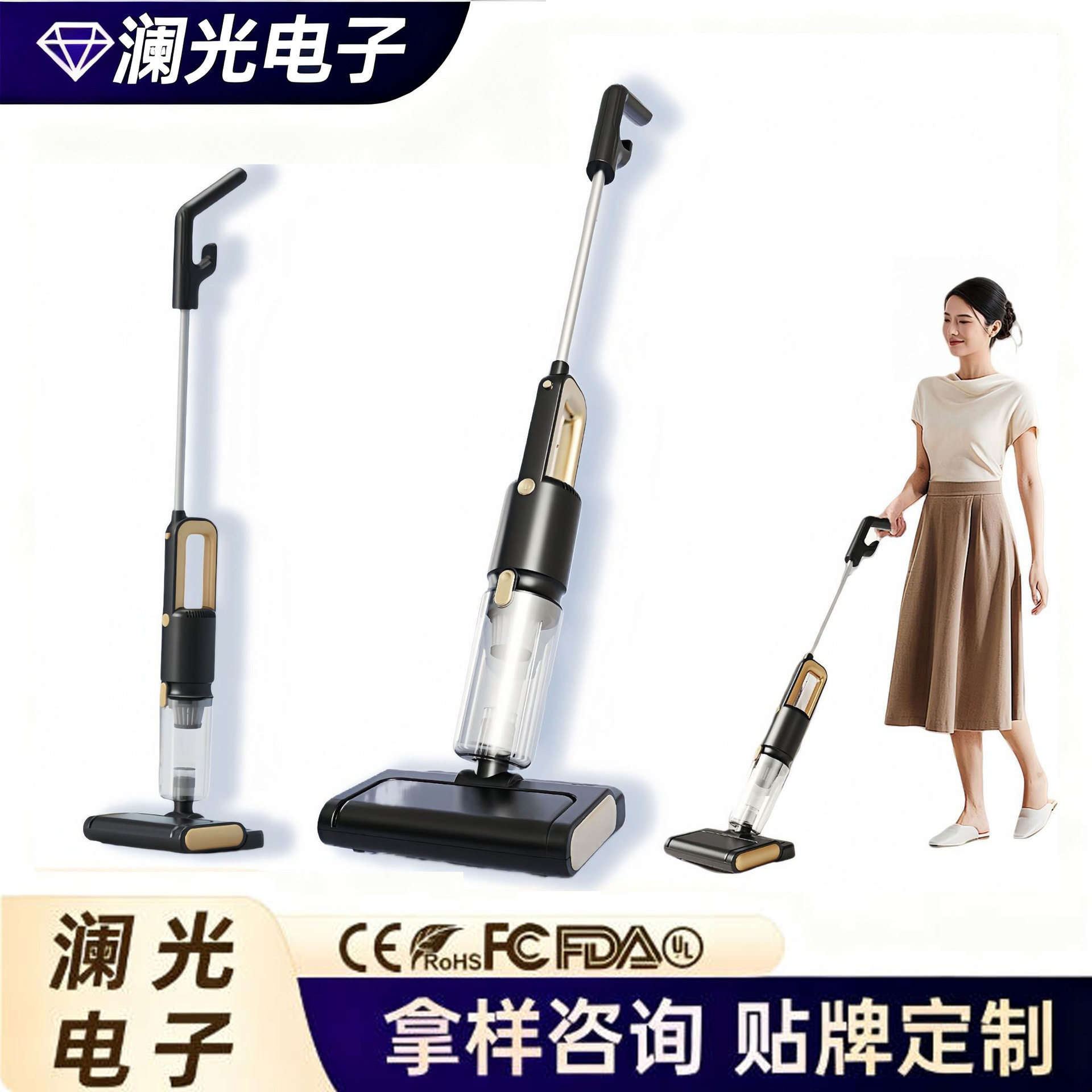 跨境手持干湿两用吸尘器5米有线便携多功能扫地机家用地毯大吸力