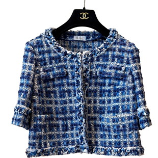 Harrods英国蓝色小香风外套中古二奢Vintage古着奢侈品(99新)-508