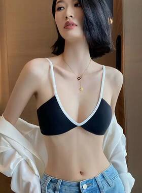 深U贝壳杯外穿性感美背法式内衣女夏季薄款小胸无痕无钢圈文胸罩