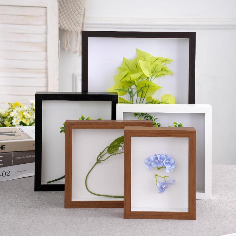 密度板手工立体相框A4树叶干花中空画框剪纸摆台蝴蝶标本框