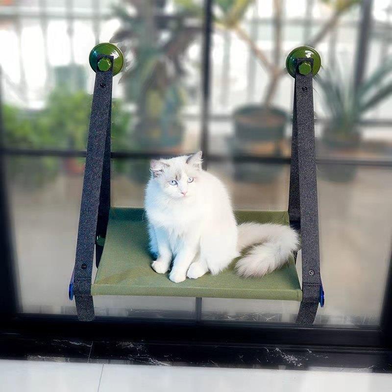 猫笼吊床宠物阳台玻璃挂床悬挂式秋千可折叠猫窝狗透气壁挂式