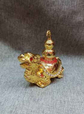 铜龟黄铜龙龟带塔龙龟带葫芦客厅装饰摆件龙头龟铜葫芦小摆件