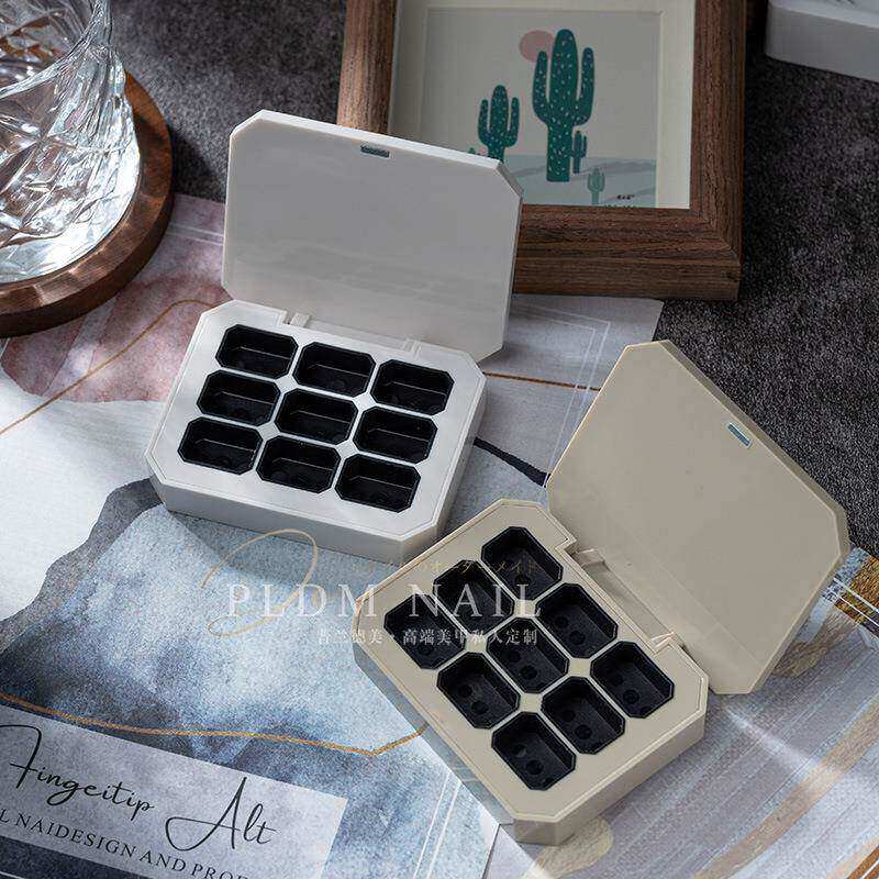 指甲油收纳盒美甲分装盒彩绘胶拍拍胶字九宫格子固态胶分装盘