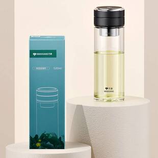 万象高档茶水分离泡茶杯单层玻璃杯水杯男士过滤茶杯便携透明杯子