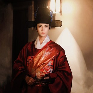 惜物国风 明制圆领汉服一品文官双鹤织锦绣花补服圆领袍汉婚婚服