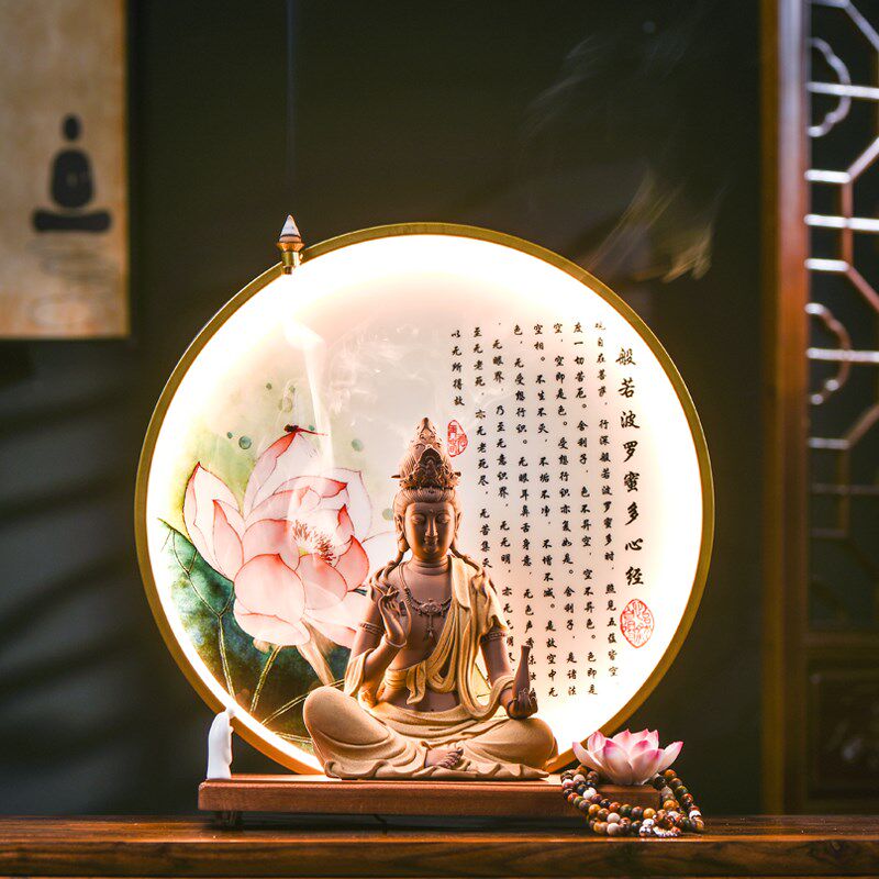 观音菩萨家用客厅供奉紫砂装饰品水月观音观自在佛像禅意中式摆件